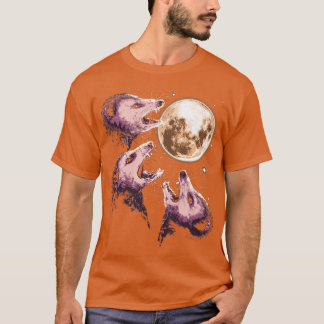 T-shirt Trois opossum hurlant à la lune drôle Possum 3