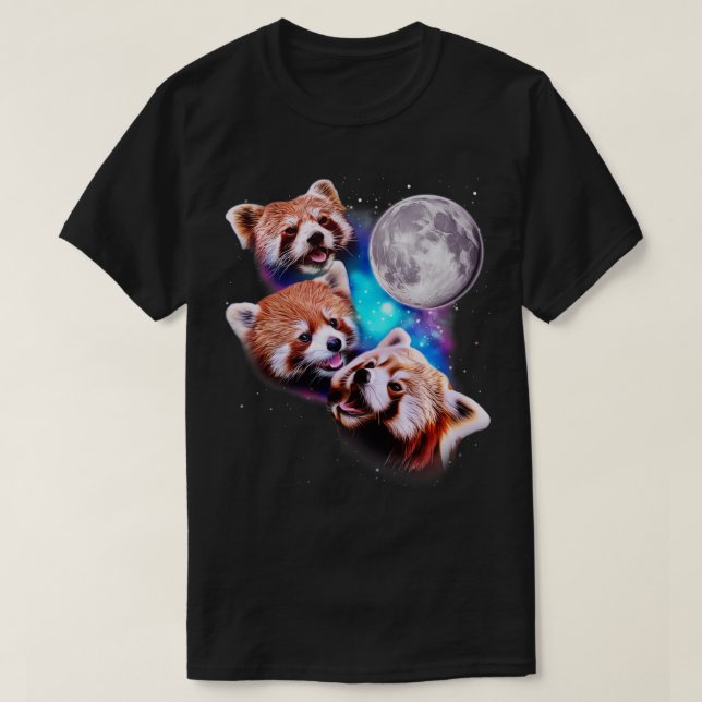 T-shirt Trois Pandas rouges Howl à la Lune (Design devant)