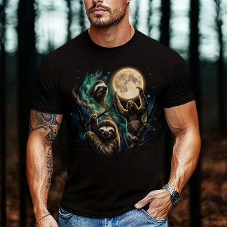 T-shirt Trois paresseux réagissant à la lune