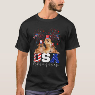 T-shirt Trois Pekingeses des États-Unis Chien portant le d