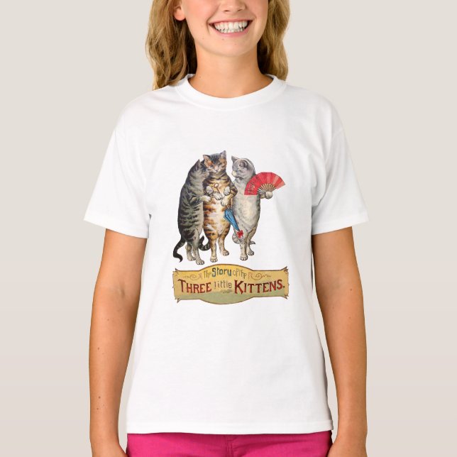 T-shirt Trois Petits Chatons Illustration de Mère l'Oie (Devant)