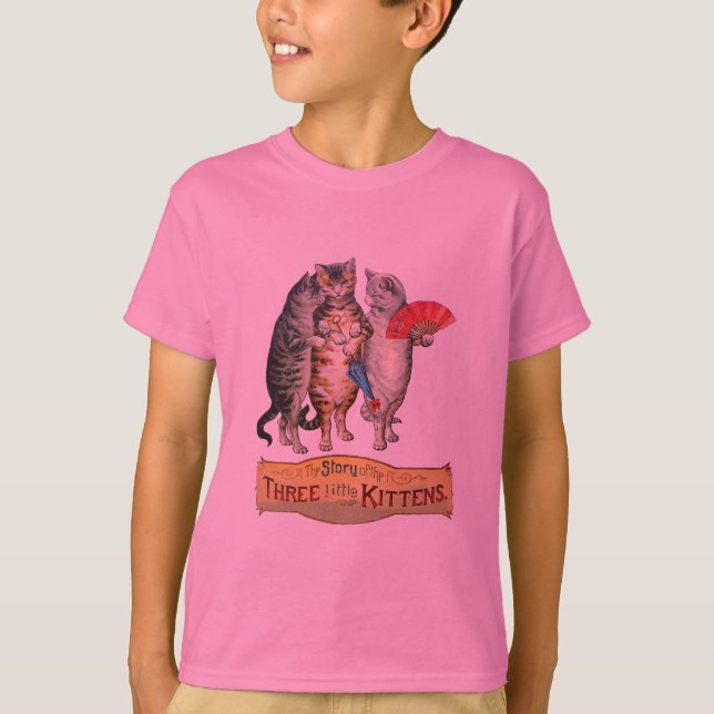 T-shirt Trois Petits Chatons Illustration de Mère l'Oie (Devant)