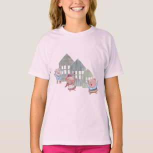 T-shirt Trois petits cochons avec leurs maisons