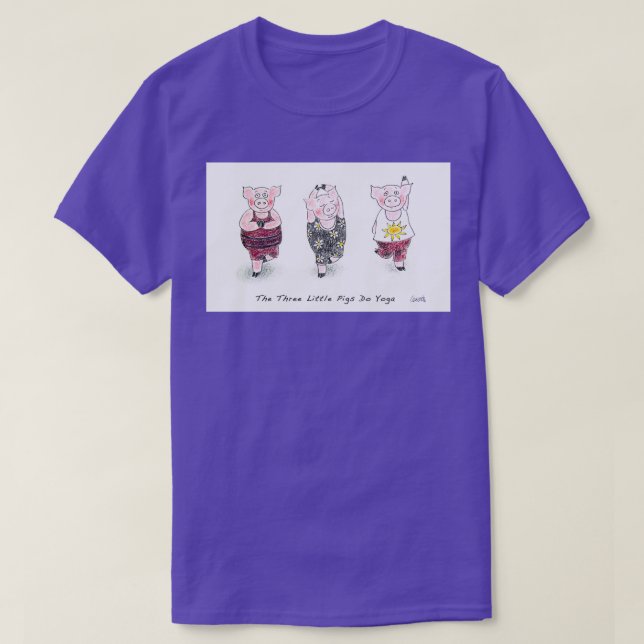 T-shirt Trois petits cochons font du yoga mignon et drôle  (Design devant)