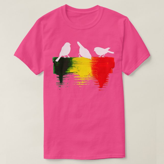 T-shirt Trois petits oiseaux aux couleurs de Rasta (Design devant)