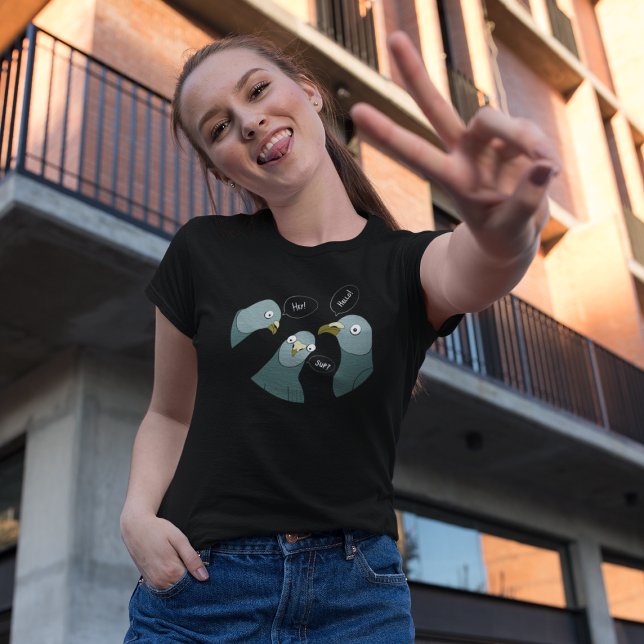 T-shirt Trois Pigeons Drôles Avec Des Salutations (Créateur téléchargé)
