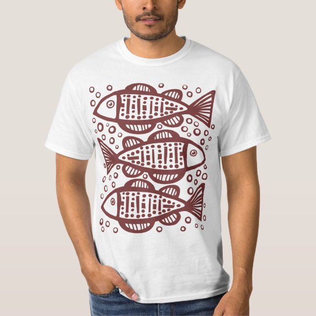 T-shirt Trois poissons - Brown foncé (Devant)