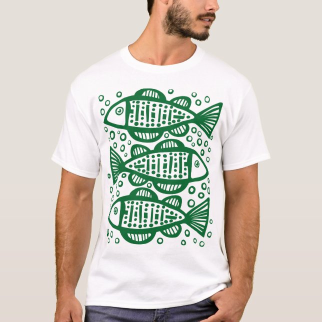 T-shirt Trois poissons - Forest Green (Devant)