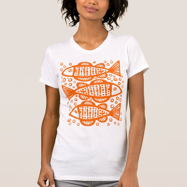 T-shirt Trois poissons - Orange (Devant)
