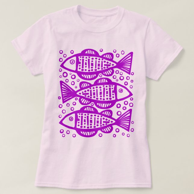 T-shirt Trois poissons - Violet (Design devant)