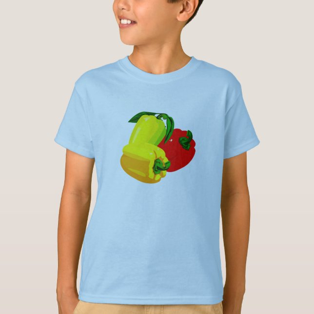 T-shirt Trois poivrons graphique rouge jaune vert (Devant)