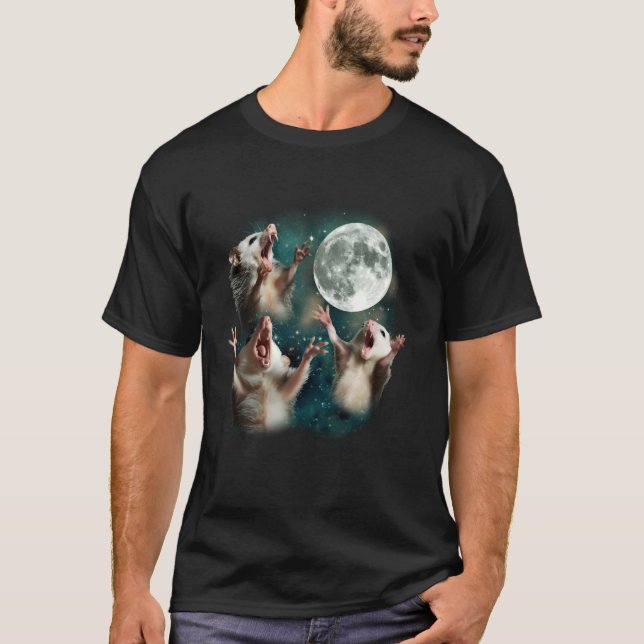 T-shirt Trois Possum Lune 3 Opossum Drôle Bizarre Mem Mal (Devant)