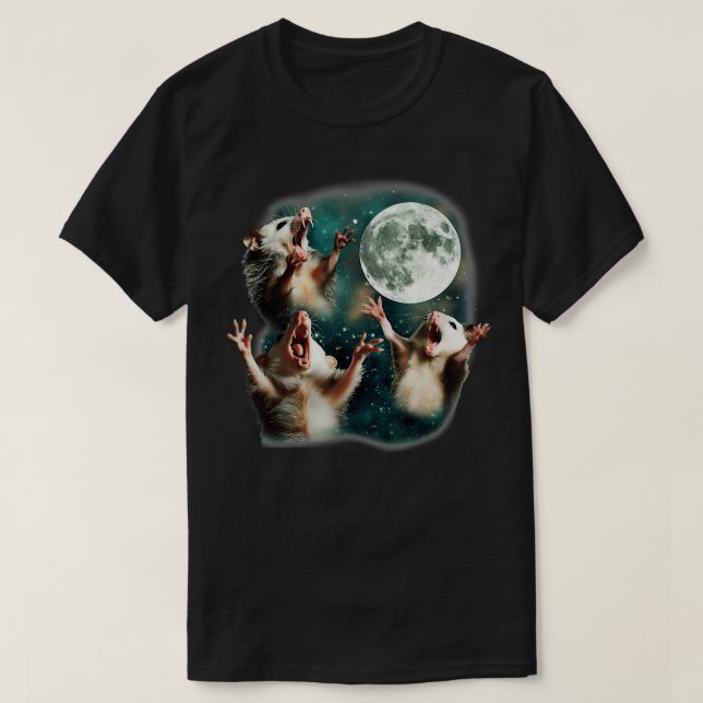 T-shirt Trois Possum Moon 3 Opossum Mème Maudit Bizarre Bi (Design devant)