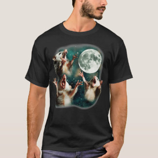 T-shirt Trois Possum Moon 3 Opossum Mème Maudit Bizarre Bi