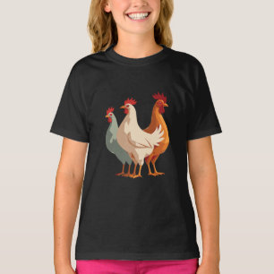 T-shirt Trois poules françaises Rétro découpage milieu du