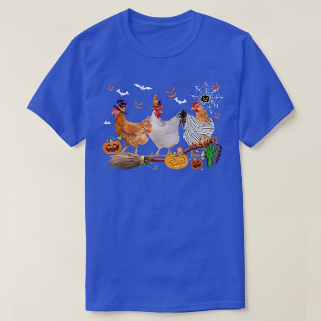 T-shirt Trois poulets Halloween maman sorcière Citrouille  (Design devant)
