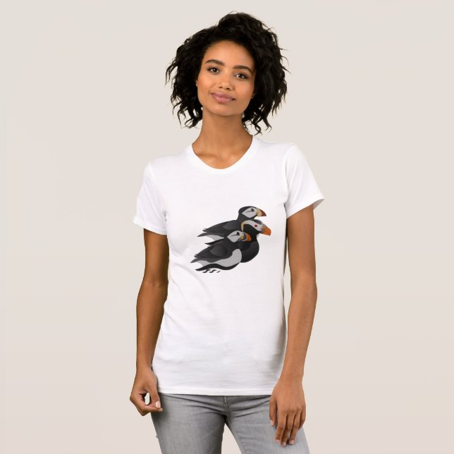 T-shirt Trois Puffins Adorablement Friendly Baignade Carto (Devant entier)