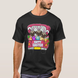 T-shirt Trois Pug Dans Un Camion Lapin Chasse Aux Oeufs Jo