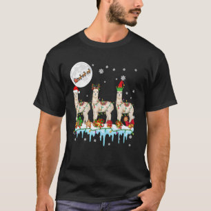 T-shirt Trois rennes de Noël elfes lamas traîneau de Noël