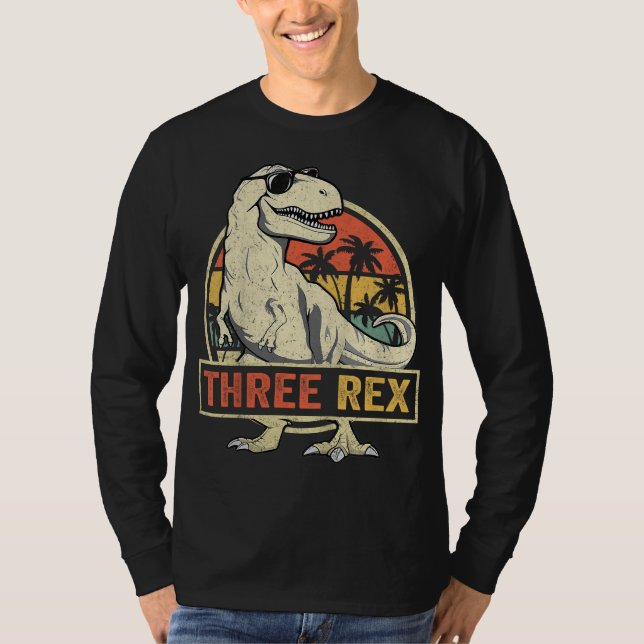 T-shirt Trois Rex 3ème Anniversaire Troisième Dinosaure 3  (Devant)