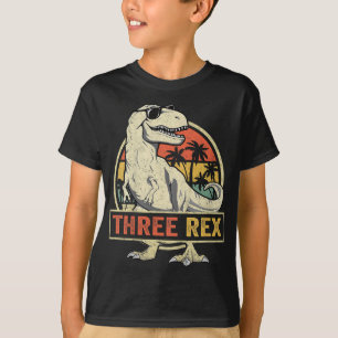 T-shirt Trois Rex 3ème Anniversaire Troisième Dinosaure 3