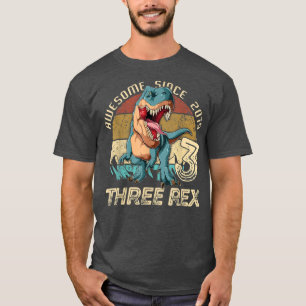 T-shirt Trois Rex Awesome Depuis 2019 3ans Vieux Anniversa
