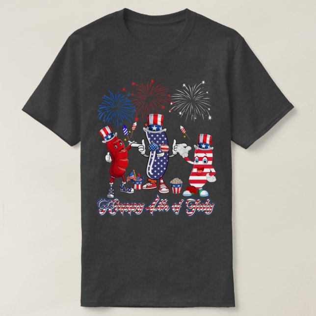 T-shirt Trois Saucisses Blanches Rouges Et Feu De Saucisse (Design devant)