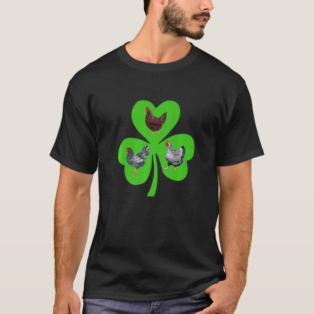 T-shirt Trois Shamrock de poulet Jour de la Saint Patrick  (Devant)
