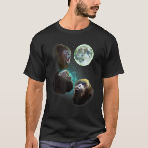 T-shirt Trois Singes Howler Hurlent À La Lune 3 Wolfs Wolv