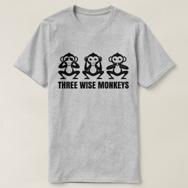 T-shirt Trois singes sages voient pour entendre pour ne (Design devant)