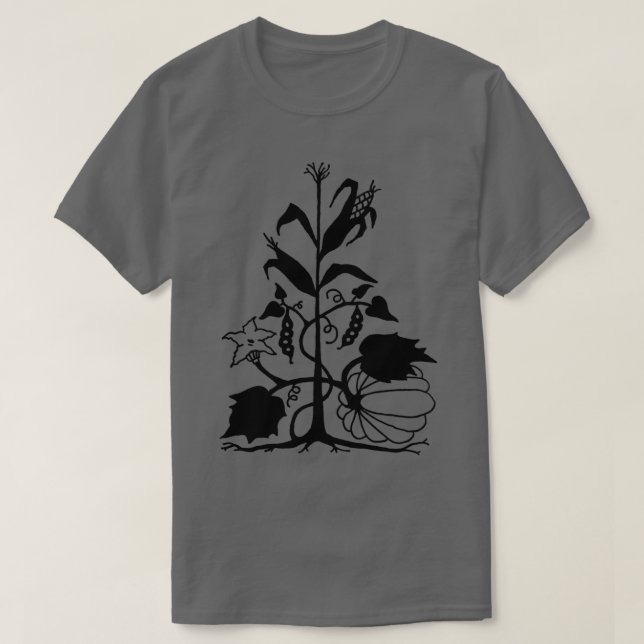 T-shirt Trois soeurs Corn, haricots et courge (Design devant)