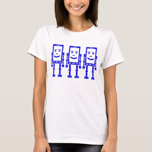 T-shirt Trois téléphones robotiques - bleu (Devant)