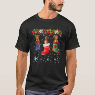 T-shirt Trois Toller Chien En Sock Noël Noël Noël Noël