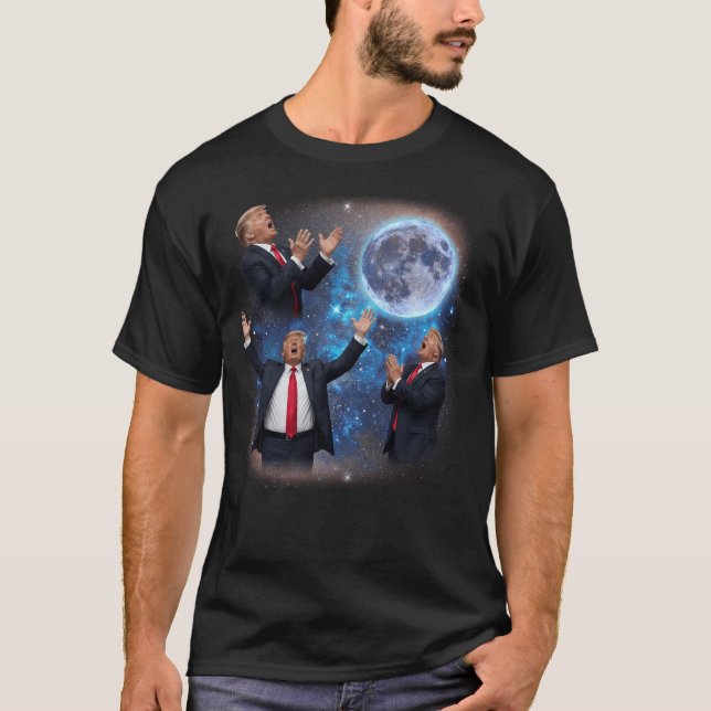 T-shirt Trois Trumps Qui hurlent Sur La Lune Mème Étrange  (Devant)