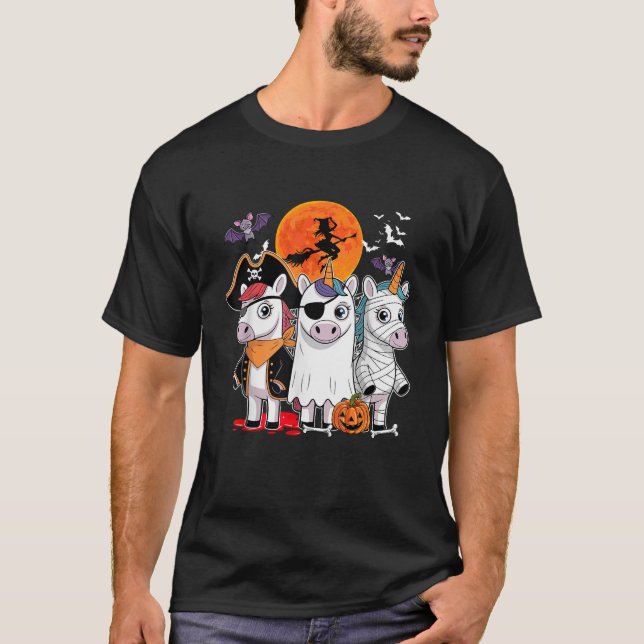 T-shirt Trois Unicornes drôle Costume Pirate Boo Mummy Hal (Devant)