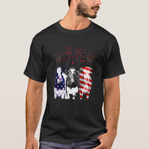 T-shirt Trois vaches drapeau américain agriculteur