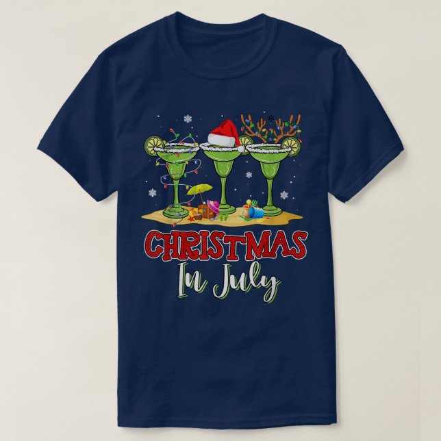 T-shirt Trois Verre de Margarita drôle Boire Noël dans  (Design devant)