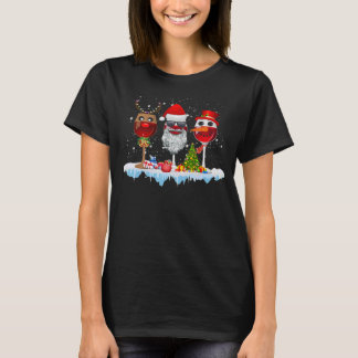 T-shirt Trois Verre de vin rouge Noël Noël Noël Noël Noël