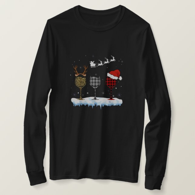 T-shirt Trois Verre De Vin Rouge Xmas Nurse Buffalo Plaid  (Design devant)