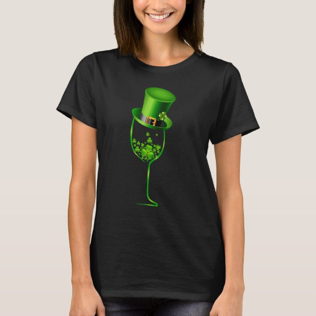T-shirt Trois verres à vin C Shamrock irlandais St Patrick (Devant)