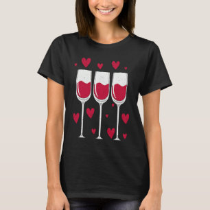 T-shirt Trois Verres de Vin Cœur Couple Saint-Valentin
