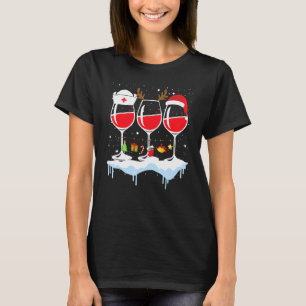 T-shirt Trois Verres De Vin Rouge Infirmière Pyjama De Noë