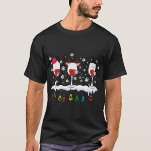 T-shirt Trois Verres De Vin Santa Chapeau Noël Boire