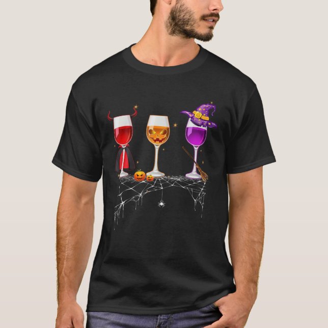T-shirt Trois Vins Lunettes Costume Citrouille Devil Witch (Devant)