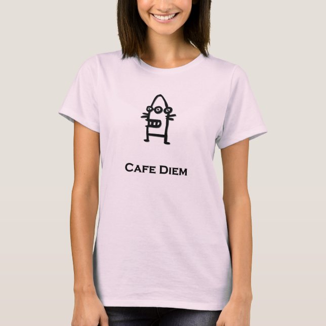 T-shirt Trois yeux Bot Café Diem noir (Devant)