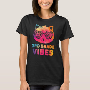 T-shirt Troisième ambiance de 3e année Chat coloré Fille C