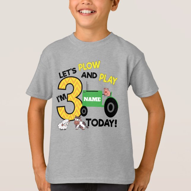 T-shirt Troisième troisième anniversaire - Fête de tracteu (Devant)