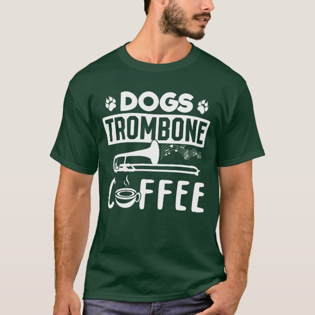 T-shirt Trombe De Café Tromboniste De Chien Trombone Et Tr (Devant)