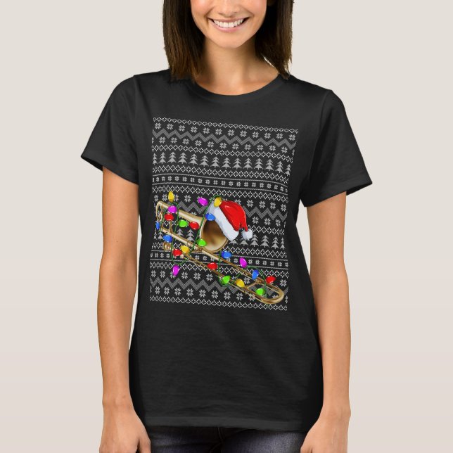T-shirt Trombone Lighting Xmas Sweater Ugly Trombone Chris (Devant)