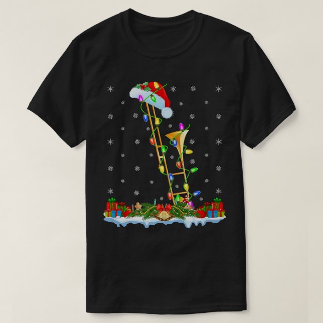 T-shirt Trombone Music Lover Matching Santa Hat Trombone C (Design devant)